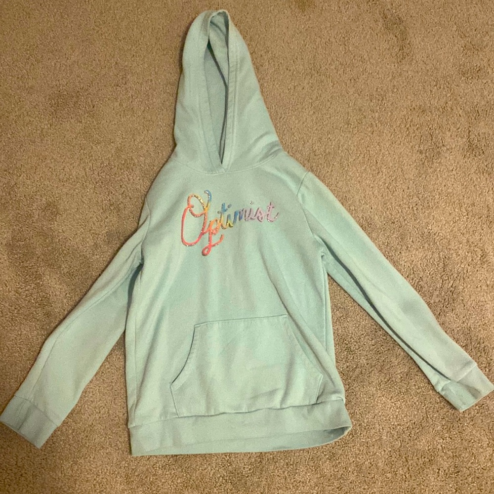 Teal “optimistic” jacket/hoodie